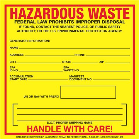 Custom Exterior Hazmat Decals Hazardous Waste Generator Information