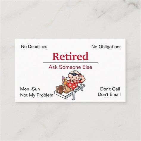 Funny Out Of Business Retirement Business Card Zazzle Retirement