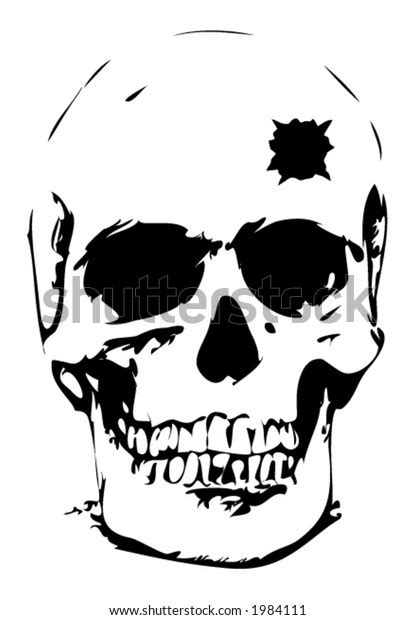 Bullet Hole Skull Vector Illustration Vector De Stock Libre De