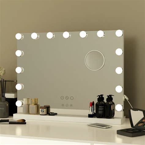 Large Bluetooth Mirror Vanity Makeup With Lightshollywood Lighted Mirror With 3 Color Lighting