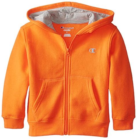Champion Little Boys Authentic Fleece Zip Front Hoodie Vibrant Orange