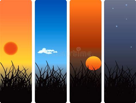 Morning Noon And Night Stock Vector Illustration Of Banner 4775665