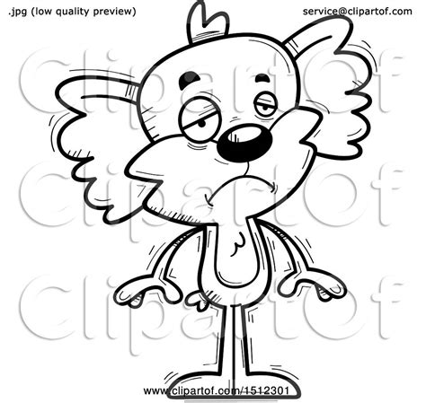 Clipart Of A Black And White Sad Male Koala Royalty Free Vector