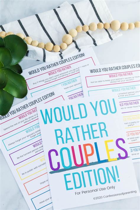 100 Would You Rather Questions For Couples Confessions Of Parenting