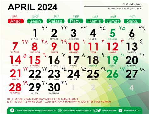 Kalender Hijriah Terbaru Kapan Puasa Dan Idul Fitri