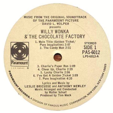 Film Music Site Willy Wonka And The Chocolate Factory Soundtrack