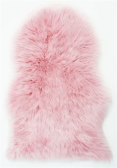 Pink Faux Fur Sheepskin Rug Perfect Additon To Create A Cosy Bedroom