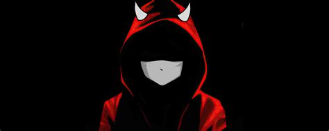 Download Wallpaper 2560x1024 Devil Boy In Mask Red Hoodie Dark Dual