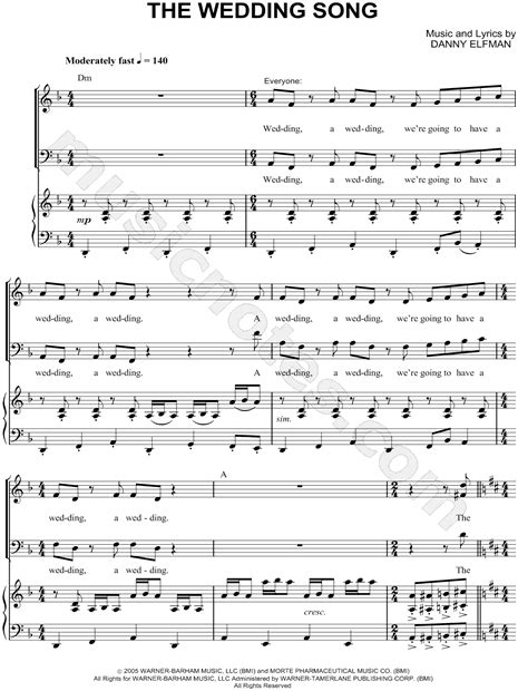 He also can keep the party going in good spirit, he knows what to say and when to say it. "The Wedding Song" from 'Corpse Bride' Sheet Music in F ...