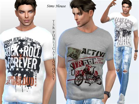 The Sims Resource Mens Retro Grunge T Shirt By Sims House • Sims 4