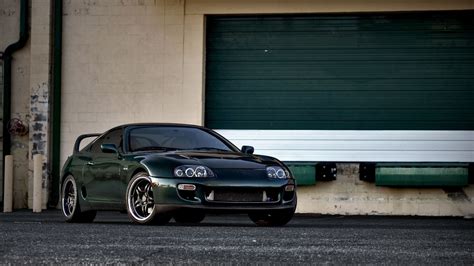 Download Wallpaper 1920x1080 Toyota Supra Green Front View Full Hd