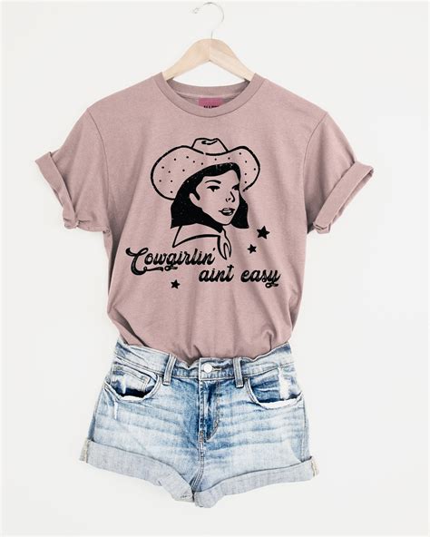 Cowgirlin Aint Easy Western Graphic Tee Pink Gravel Ali Dee Wholesale