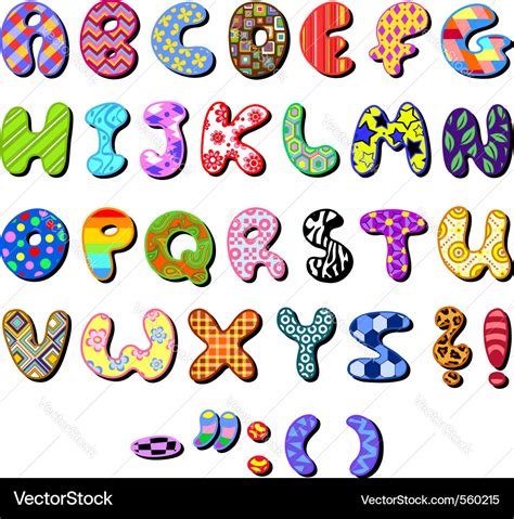 Patterned Alphabet Royalty Free Vector Image Vectorstock