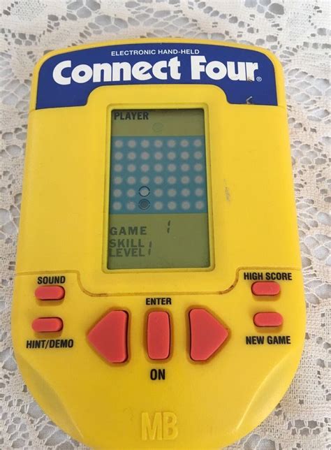 Connect Four Hand Held Electronic Game Milton Bradley 1995 Yellow