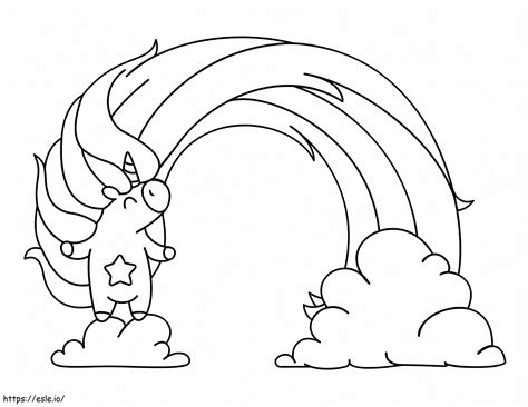 Unicorn Din Desene Animate Cu Curcubeu De Colorat