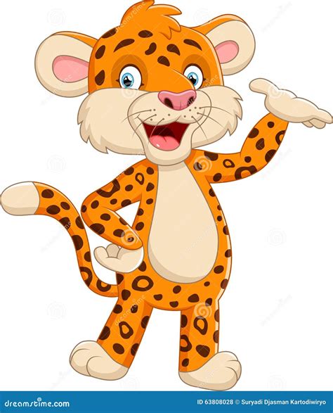 Cute Cartoon Leopard Waving Hand Stock Illustration Image 63808028