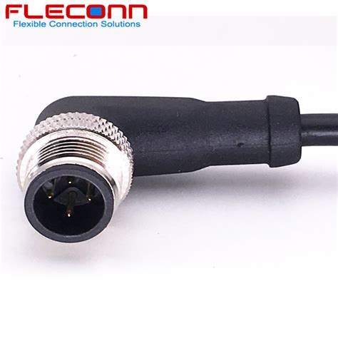 Shielded M8 Plug Cable 90 Degree Molding Ip 67 68 Waterproof Connector