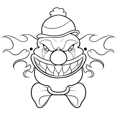 Tekening killer clown / krankzinnige killer clown halloween man kostuum : Leuk voor kids - Gemene clown masker