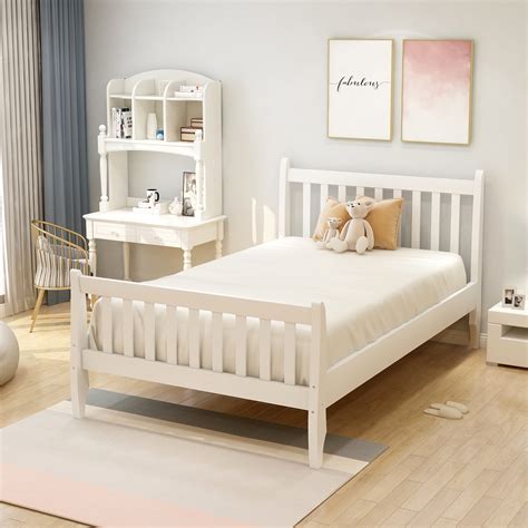Uhomepro Classic Wood Twin Bed Frame For Kids Platform Bed Frame With