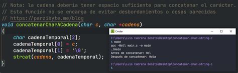 Concatenar Char Y String En C Parzibytes Blog