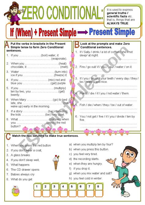 First, i ask my students to complete the lyrics while listening then we sing it together and after i write the zero conditional sentences from the lyrics on the board and highlight the use of zero conditional. ZERO CONDITIONAL - ESL worksheet by vickyvar
