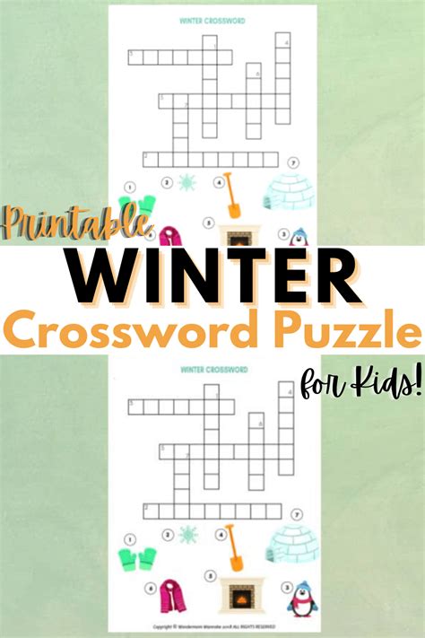 Winter Crossword Puzzle For Kids