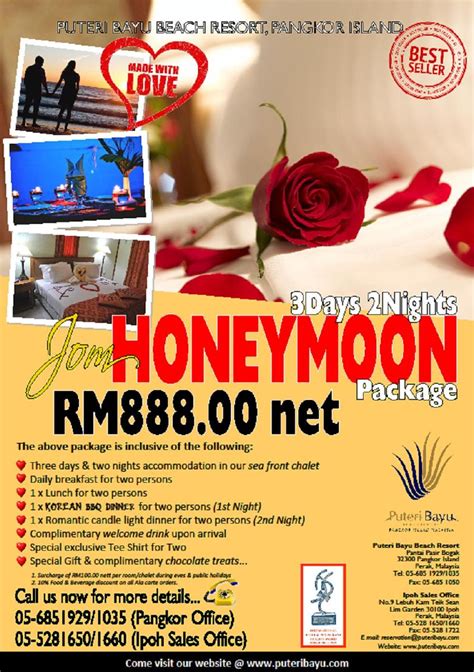 He/she will send you to the hotel that we chose carefully for you. Honeymoon | Puteri Bayu Beach Resort