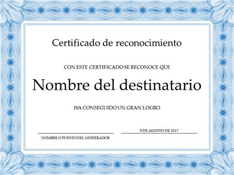 Certificado De Reconocimiento Azul Certificados De Reconocimiento