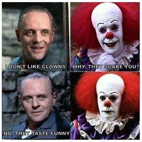 Four Clowns With Different Facial Expressions And Captioning Them As If