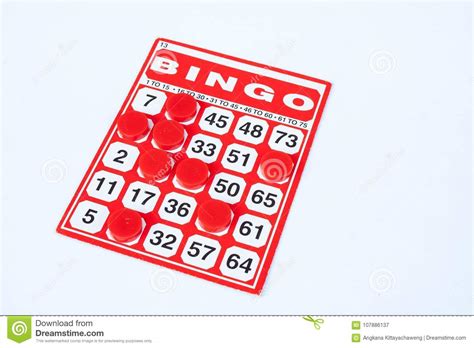 Business Concept Red Bingo Card With Red Chip Isolated On White