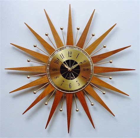 Mid Century Modern Starburst Clock By Seth Thomas Atomic Wall