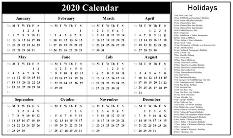 Kumpulan b kuala lumpur, labuan, melaka, negeri sembilan, pahang, perlis, penang, perak, putrajaya, sabah, sarawak, selangor. Free Printable Malaysia Calendar 2020 {PDF, Excel & Word ...