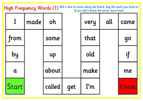 High Frequency Word Game 5x Game Mats Phonicsletters And Sounds