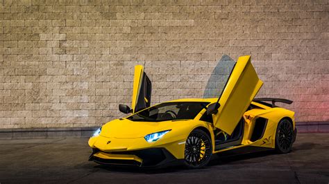 Desktop Wallpaper Yellow Lamborghini Aventador Front Hd Image Images