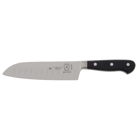 Hubert Stainless Steel Granton Santoku Knife With Black Santoprene