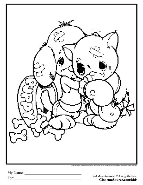 Puppy And Kitten Coloring Page Coloring Home