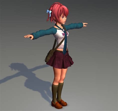3d Model Anime School Girl Rigged Low Poly Vr Ar Low Poly Rigged Cgtrader