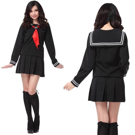 Wholesale Japanese Navy Sailor Suit Long Sleeve School Girl Uniforms