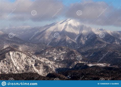 Winter Forest Landscape View From Mount Kurodake Stock Image Image