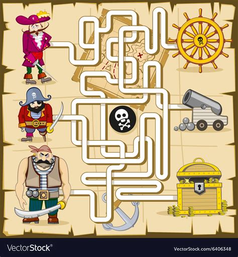 Maze With Pirates Game For Kids Royalty Free Vector Image