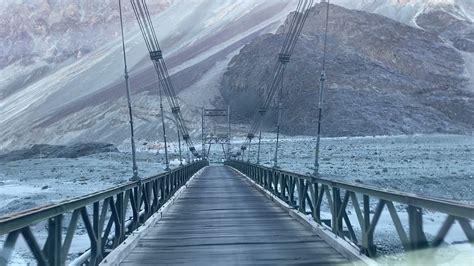 Crossing A Hanging Bridge Over The River Shyok With Real Audio