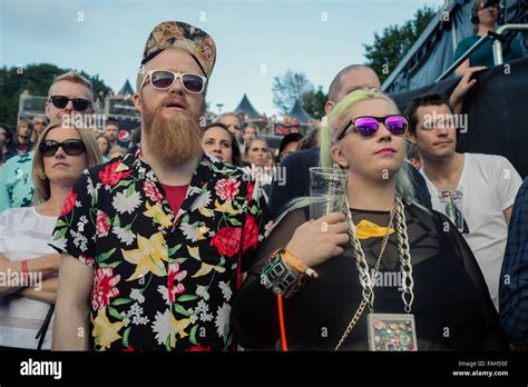 Festival Goers Watching A Live Concert At Øya Festival Oslo Norway