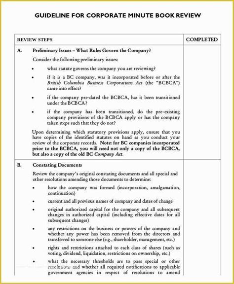 Free Corporate Minute Book Template Of Corporate Minutes Template 10