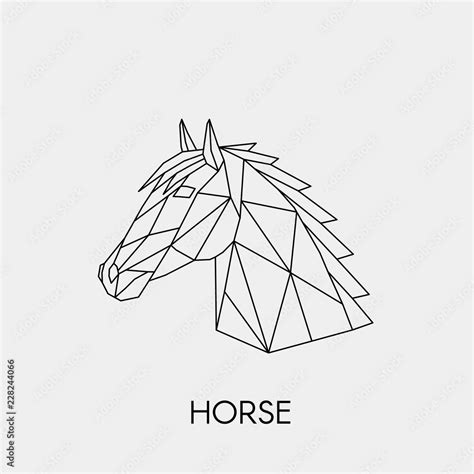 Geometric Horse Polygonal Linear Animal Head Vector Illustration