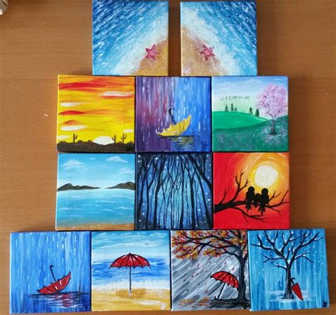 My mini canvas series. | Small canvas art, Small canvas paintings, Mini canvas art