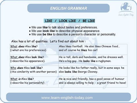 Like Look Like Be Like Gramática Inglês