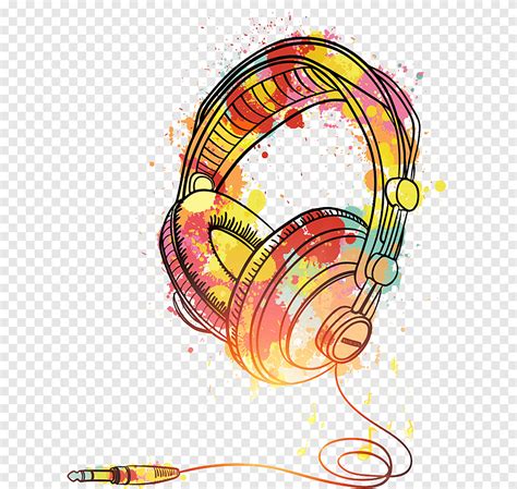 Multicolored Corded Headphones Poster Watercolor Headphones