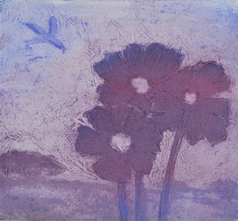 Ian Laurie Purple Poppiescontemporary Limited Edition Etching For