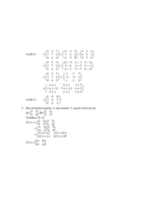 SOLUTION: Latihan soal matriks - Studypool