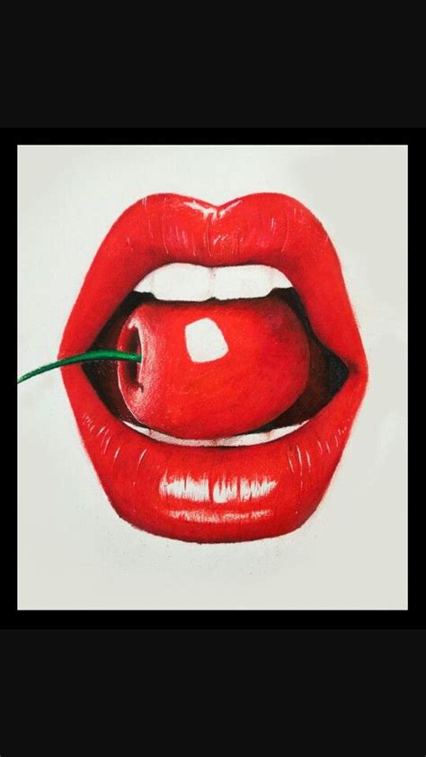 Cherry Lips💜 Pop Art Lips Lips Painting Lipstick Art